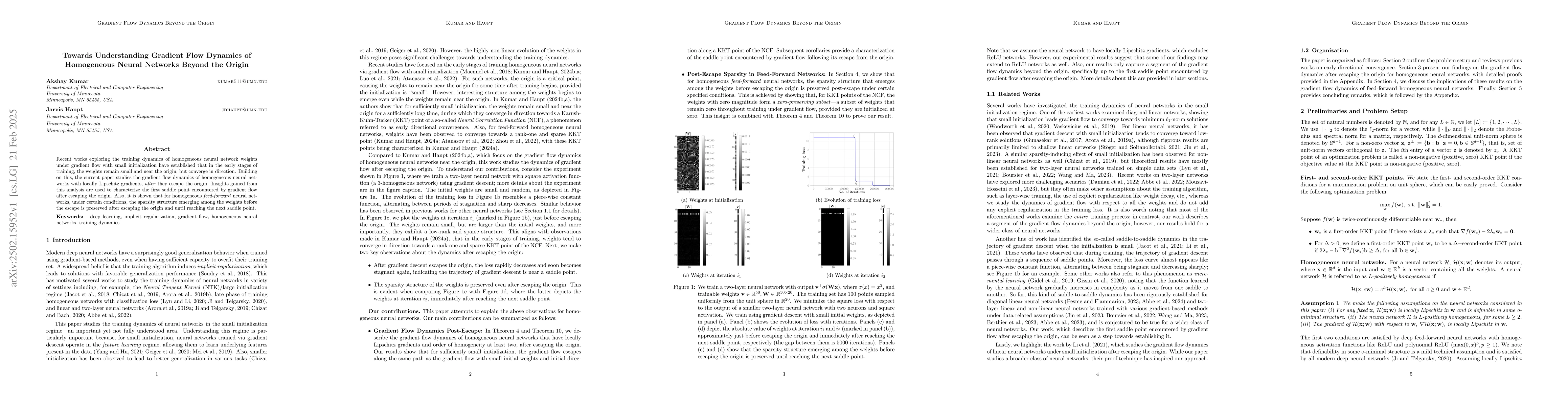 Thumbnail for Towards Understanding Gradient Flow Dynamics of Homogeneous Neural
  Networks Beyond the Origin