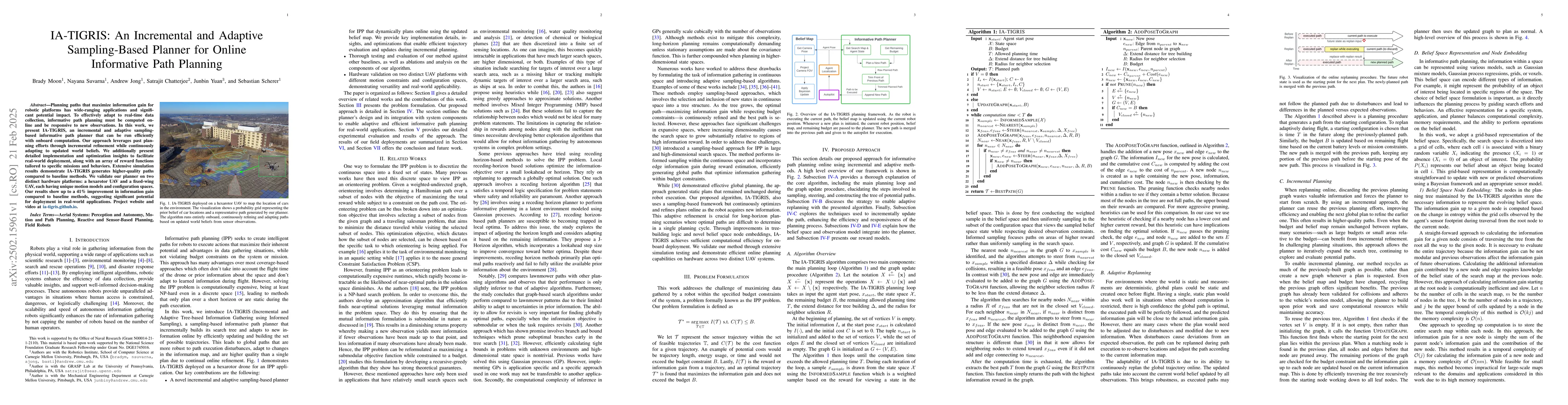 Thumbnail for IA-TIGRIS: An Incremental and Adaptive Sampling-Based Planner for Online
  Informative Path Planning