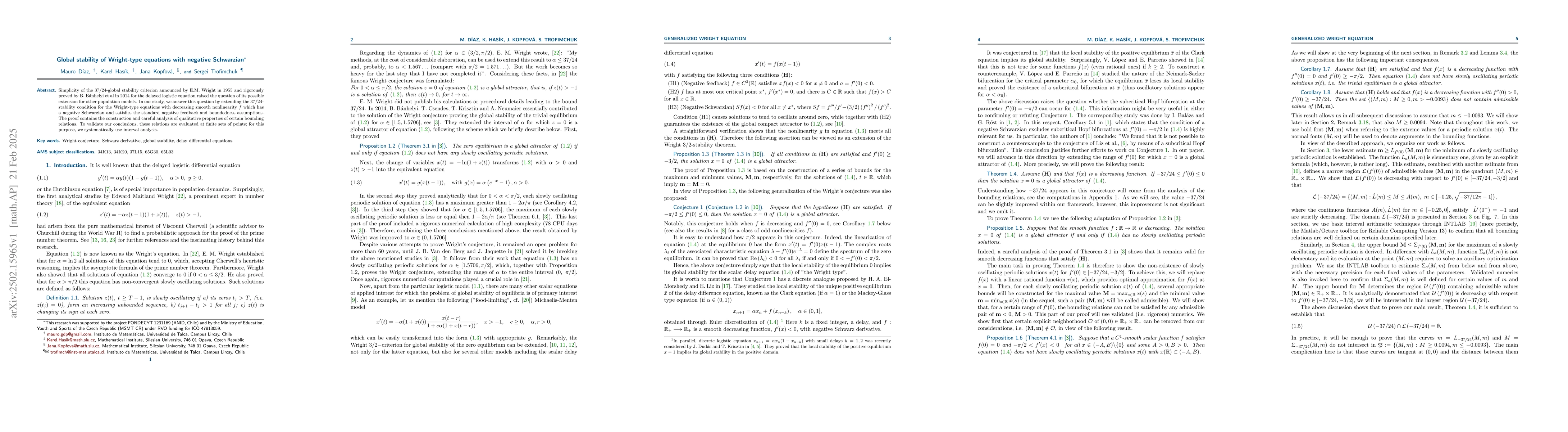 Thumbnail for Global stability of Wright-type equations with negative Schwarzian
