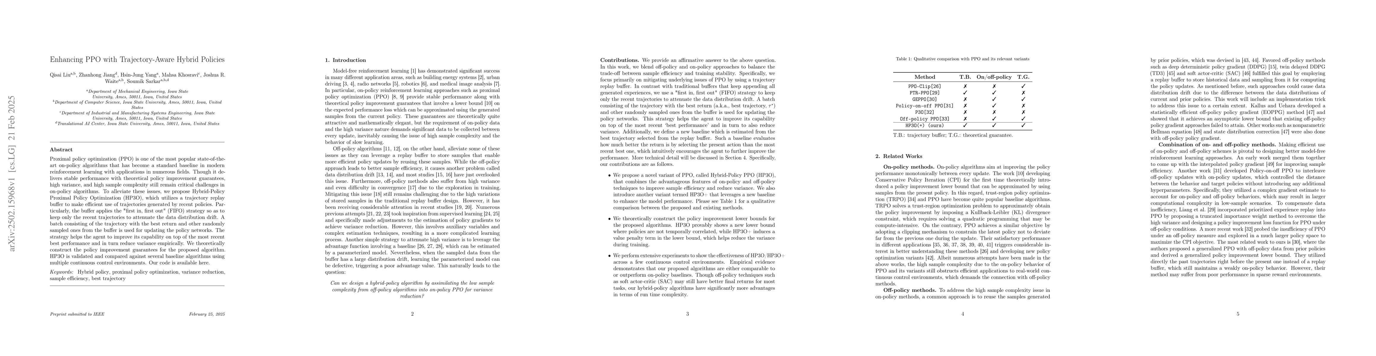 Thumbnail for Enhancing PPO with Trajectory-Aware Hybrid Policies