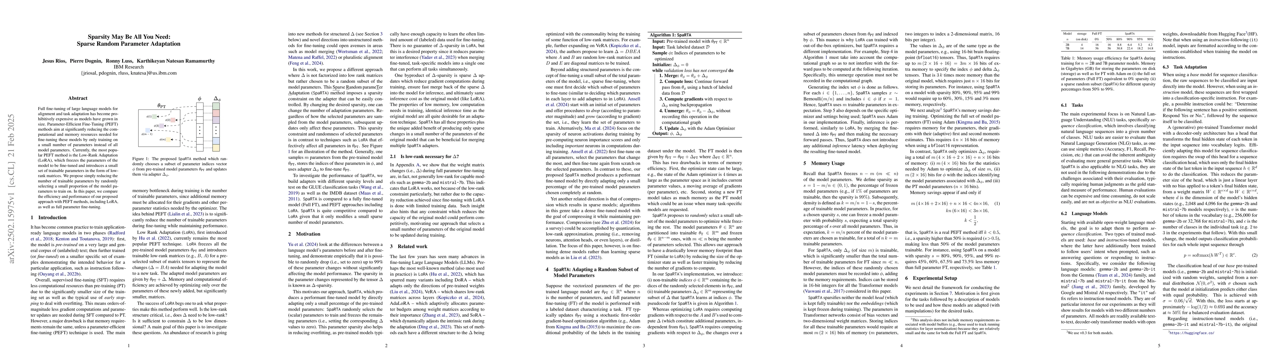 Thumbnail for Sparsity May Be All You Need: Sparse Random Parameter Adaptation