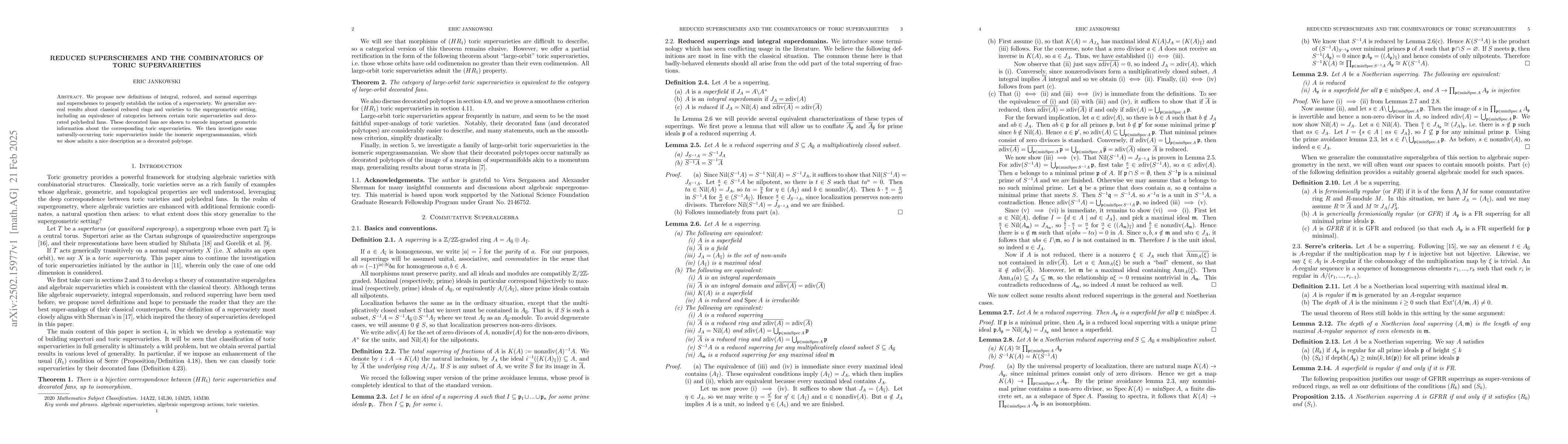 Thumbnail for Reduced superschemes and the combinatorics of toric supervarieties