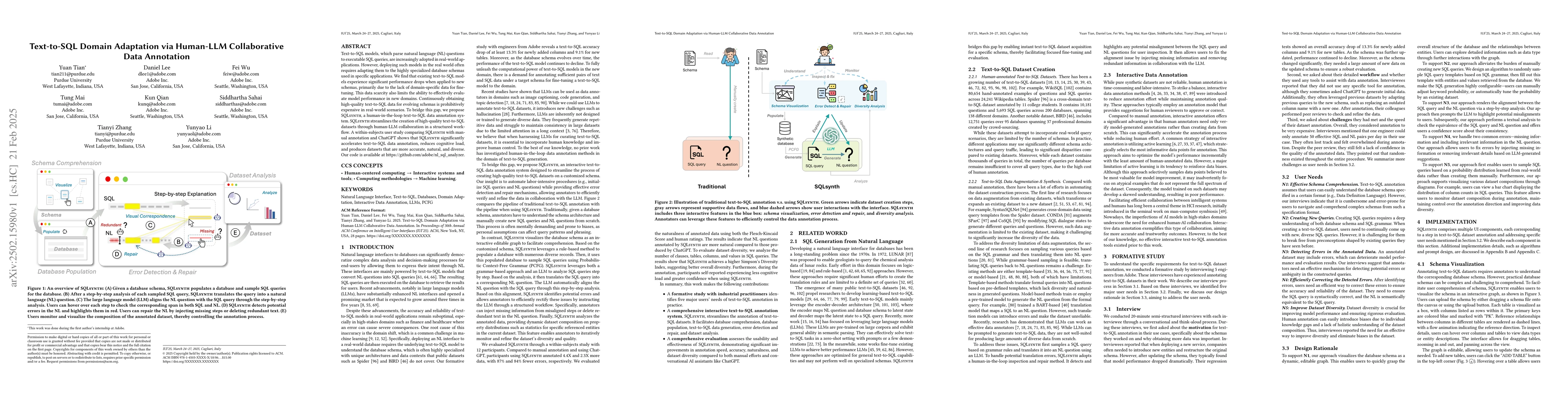 Thumbnail for Text-to-SQL Domain Adaptation via Human-LLM Collaborative Data
  Annotation