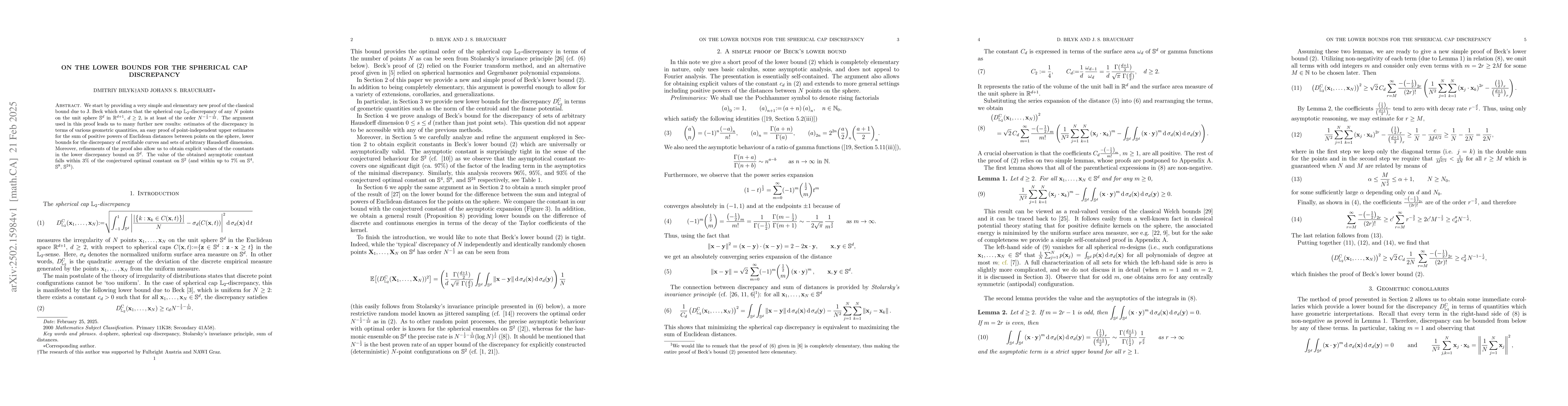 Thumbnail for On the lower bounds for the spherical cap discrepancy