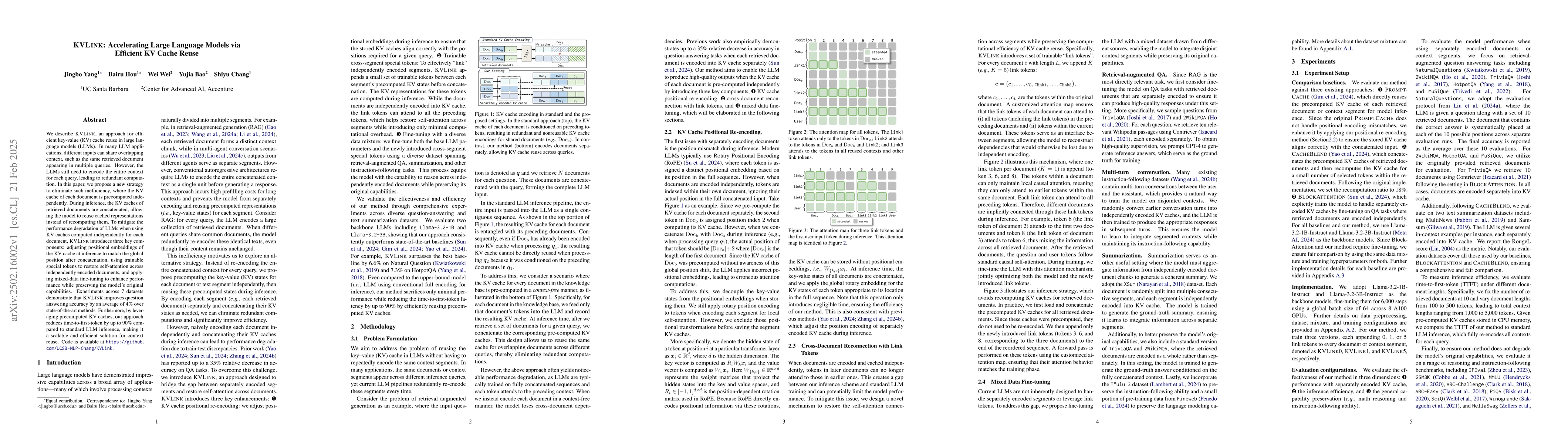 Thumbnail for KVLink: Accelerating Large Language Models via Efficient KV Cache Reuse