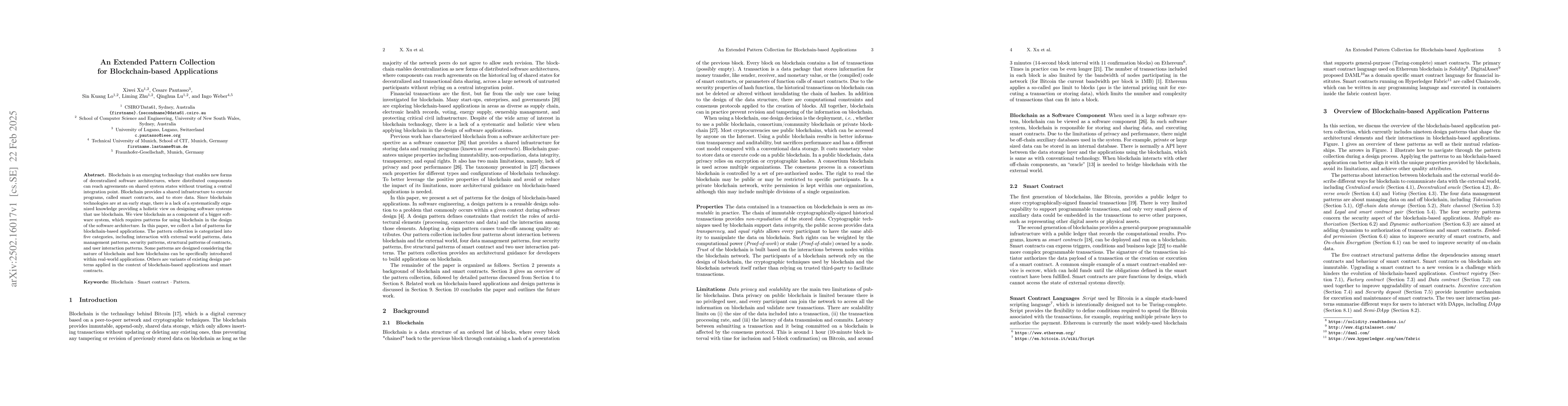 Thumbnail for An Extended Pattern Collection for Blockchain-based Applications