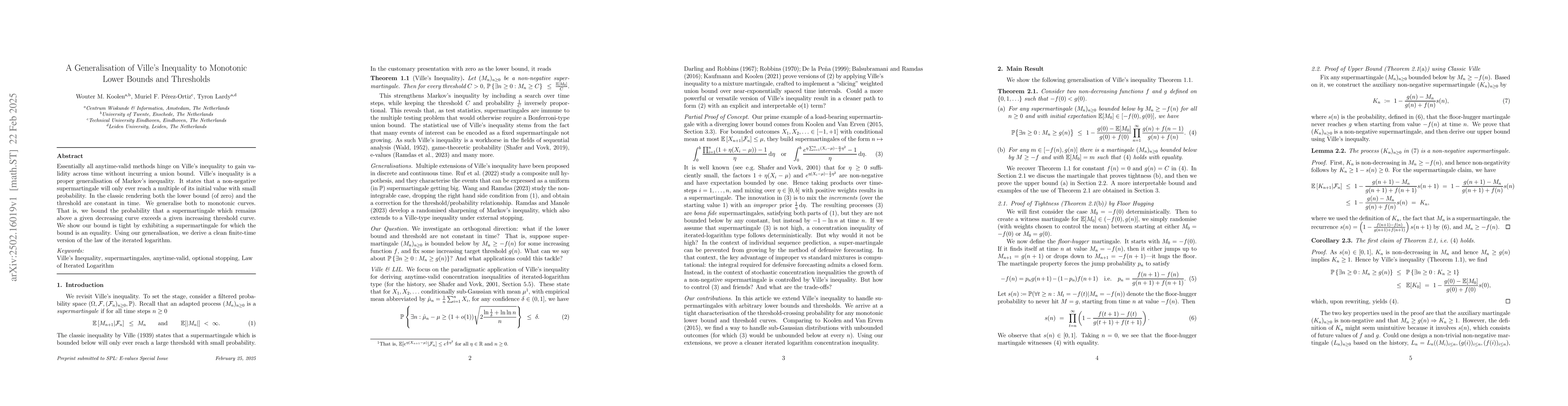 Thumbnail for A Generalisation of Ville's Inequality to Monotonic Lower Bounds and
  Thresholds