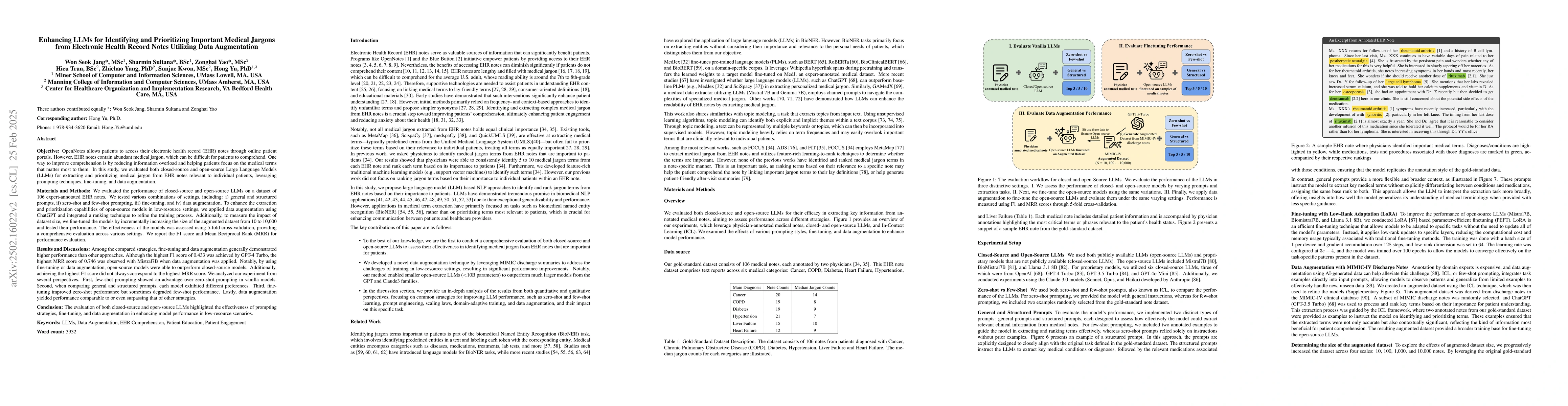 Thumbnail for Enhancing LLMs for Identifying and Prioritizing Important Medical
  Jargons from Electronic Health Record Notes Utilizing Data Augmentation