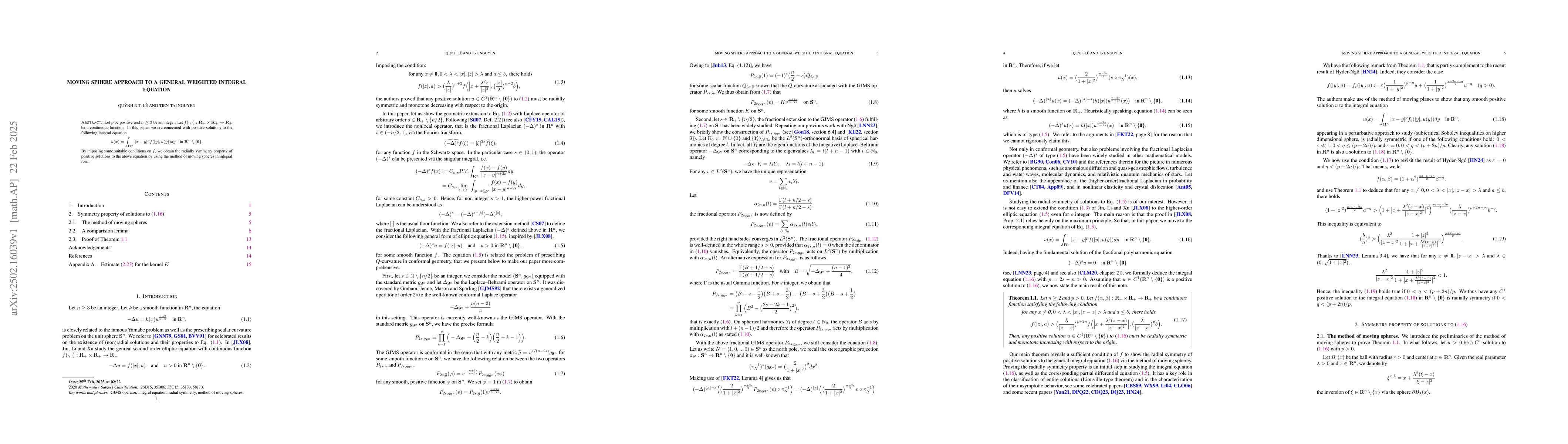 Thumbnail for Moving sphere approach to a general weighted integral equation