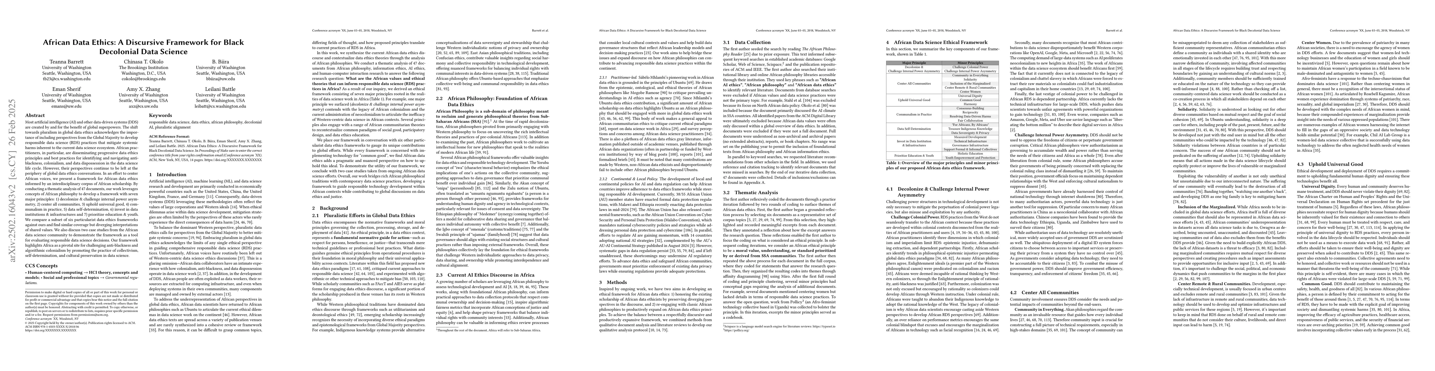 Thumbnail for African Data Ethics: A Discursive Framework for Black Decolonial Data
  Science