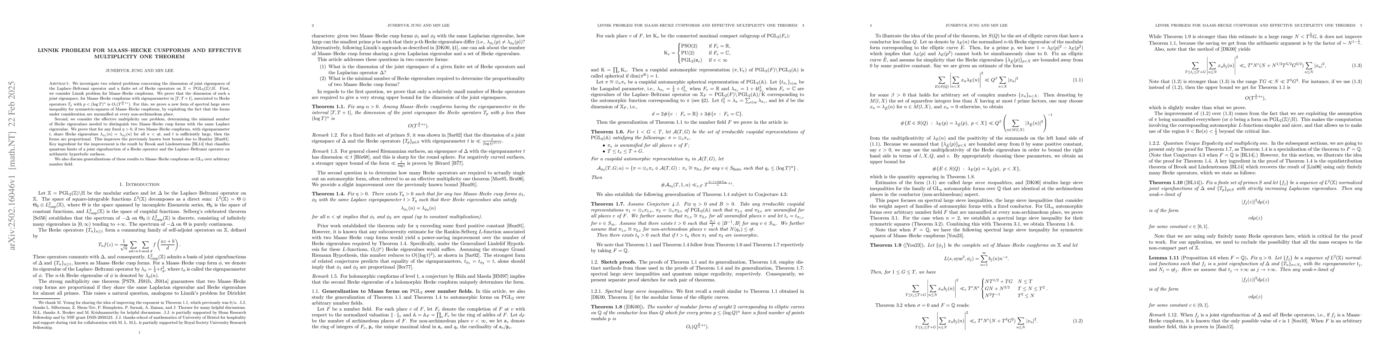 Thumbnail for Linnik problem for Maass--Hecke cuspforms and effective multiplicity one
  theorem