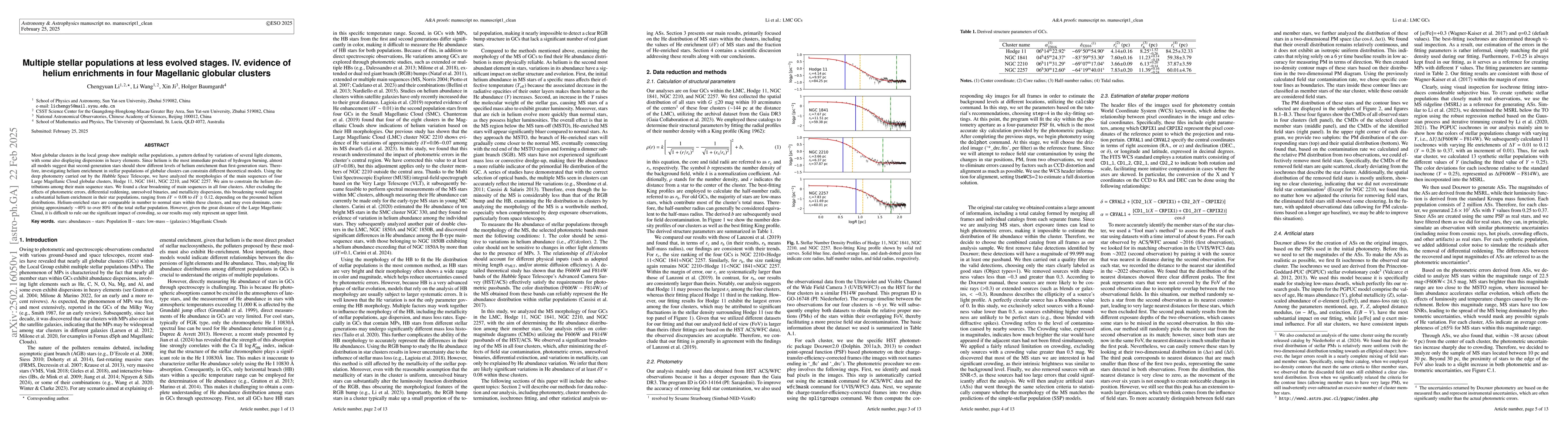 Thumbnail for Multiple stellar populations at less evolved stages. IV. evidence of
  helium enrichments in four Magellanic globular clusters