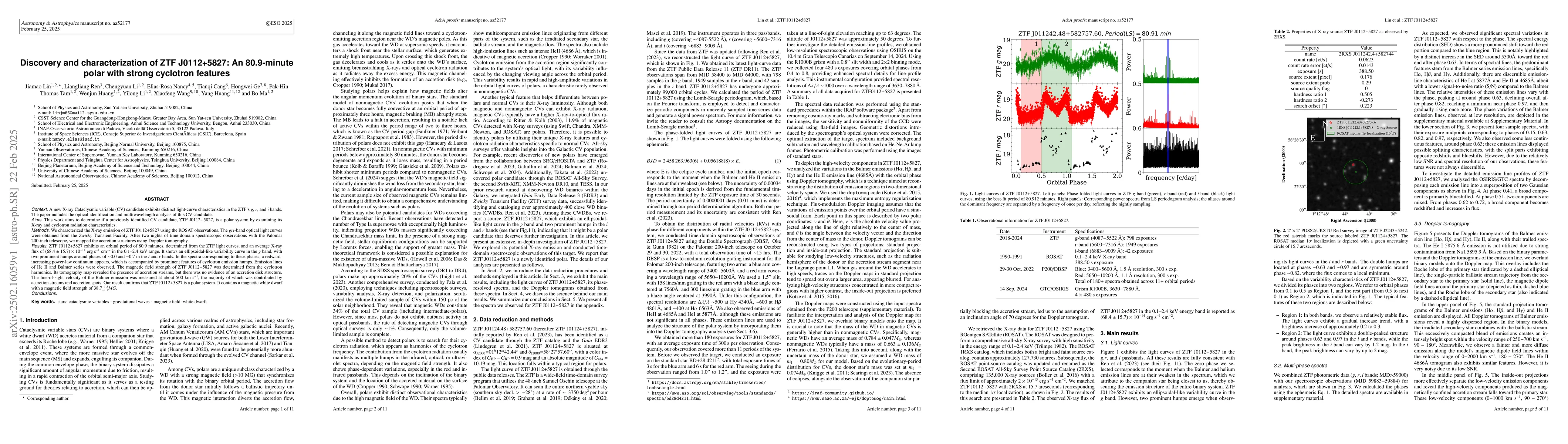 Thumbnail for Discovery and characterization of ZTF J0112+5827: An 80.9-minute polar
  with strong cyclotron features