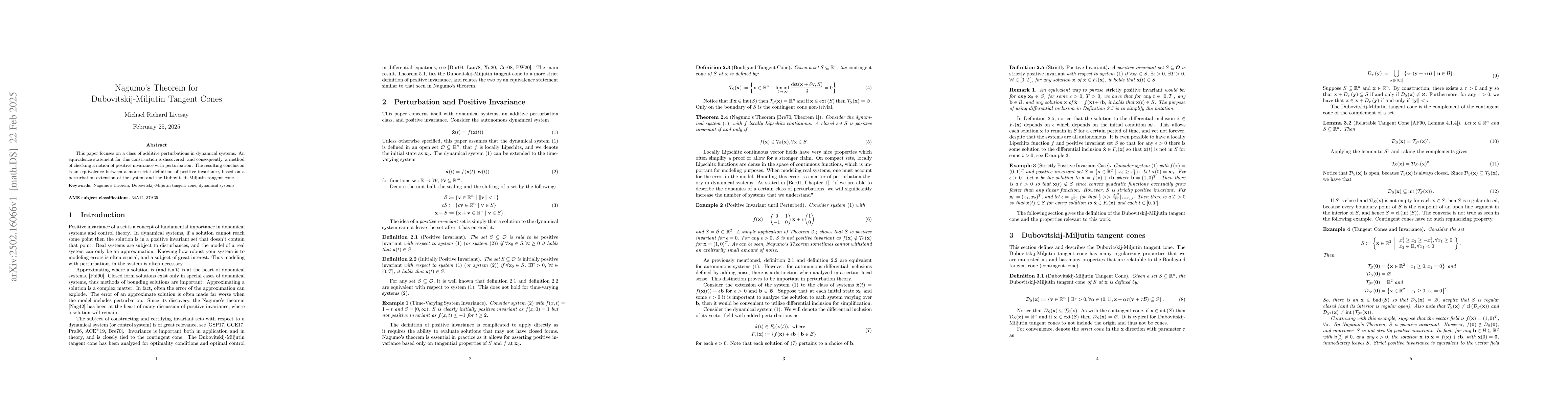 Thumbnail for Nagumo's Theorem for Dubovitskij-Miljutin Tangent Cones