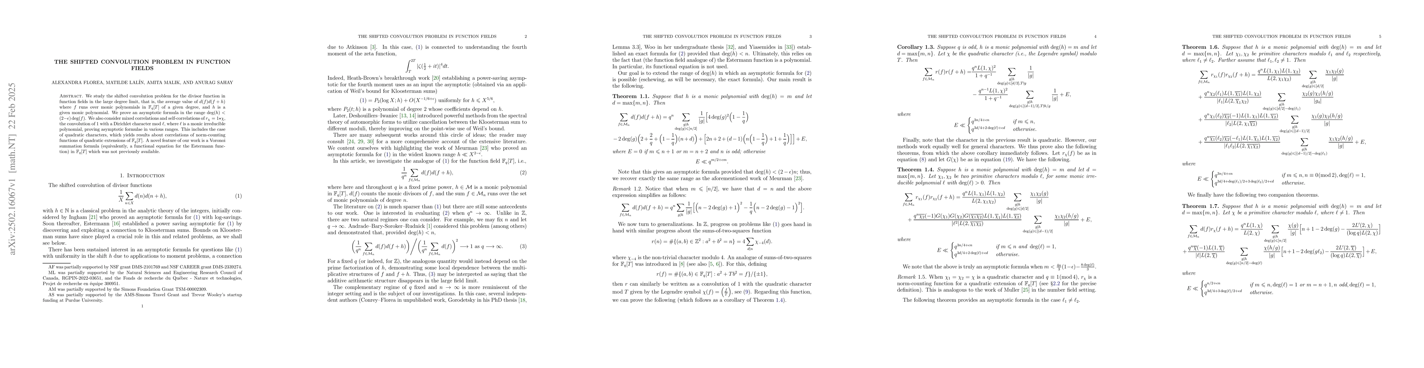 Thumbnail for The shifted convolution problem in function fields