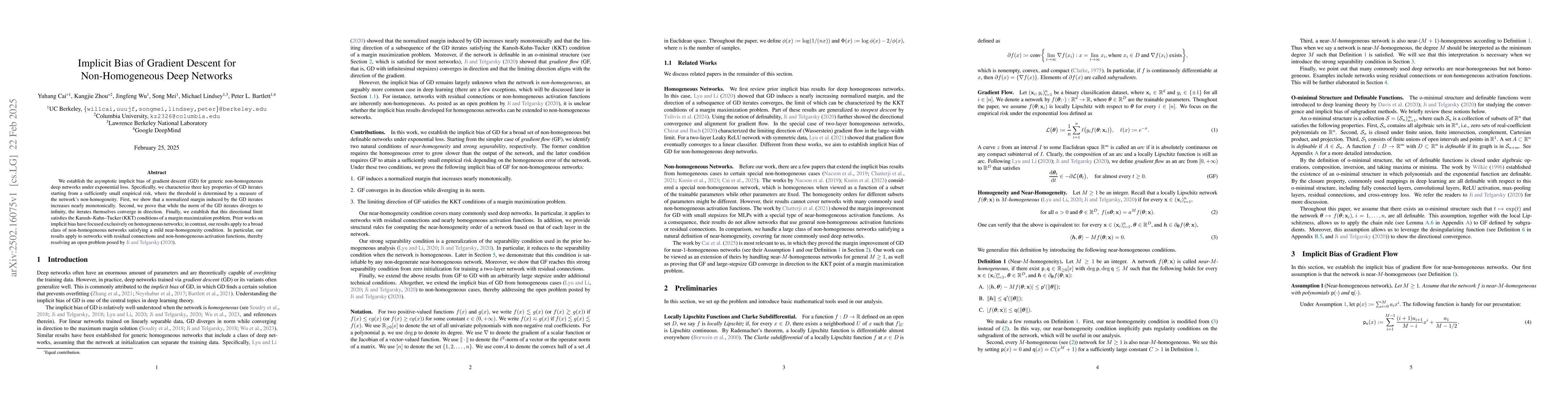 Thumbnail for Implicit Bias of Gradient Descent for Non-Homogeneous Deep Networks