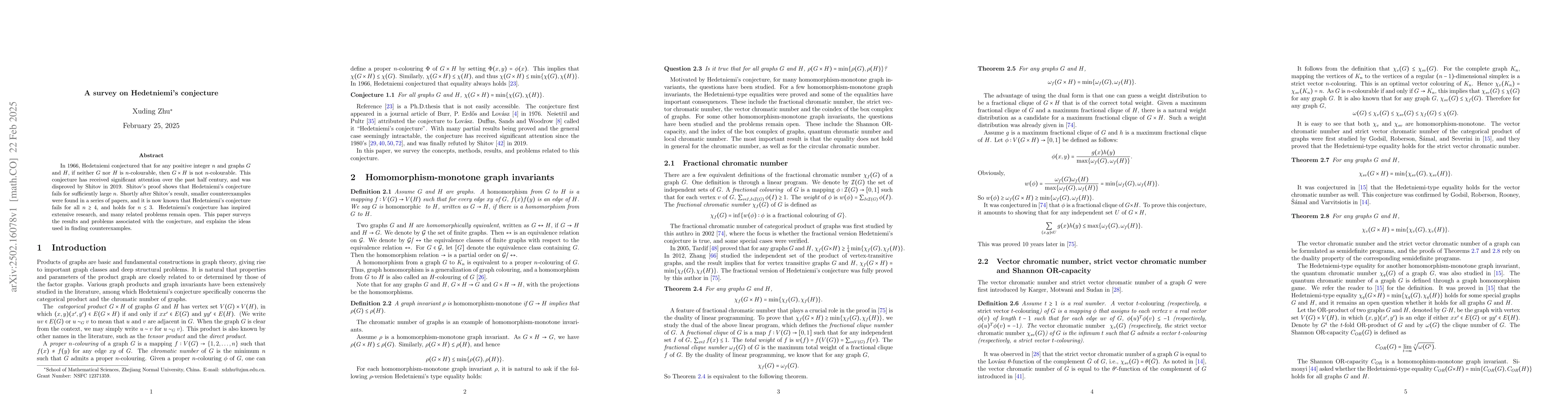 Thumbnail for A survey on Hedetniemi's conjecture