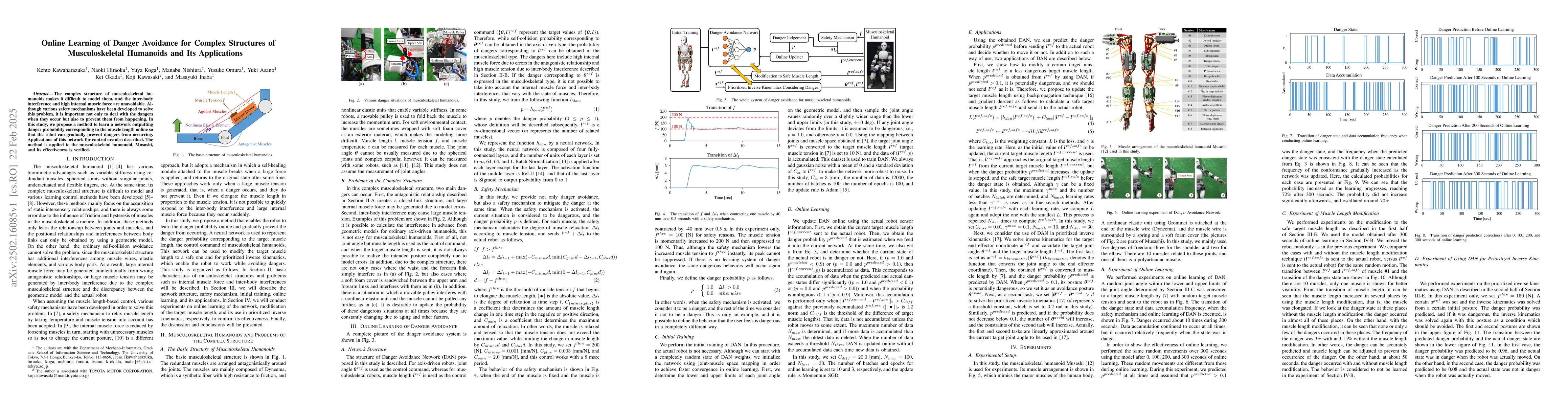 Thumbnail for Online Learning of Danger Avoidance for Complex Structures of
  Musculoskeletal Humanoids and Its Applications