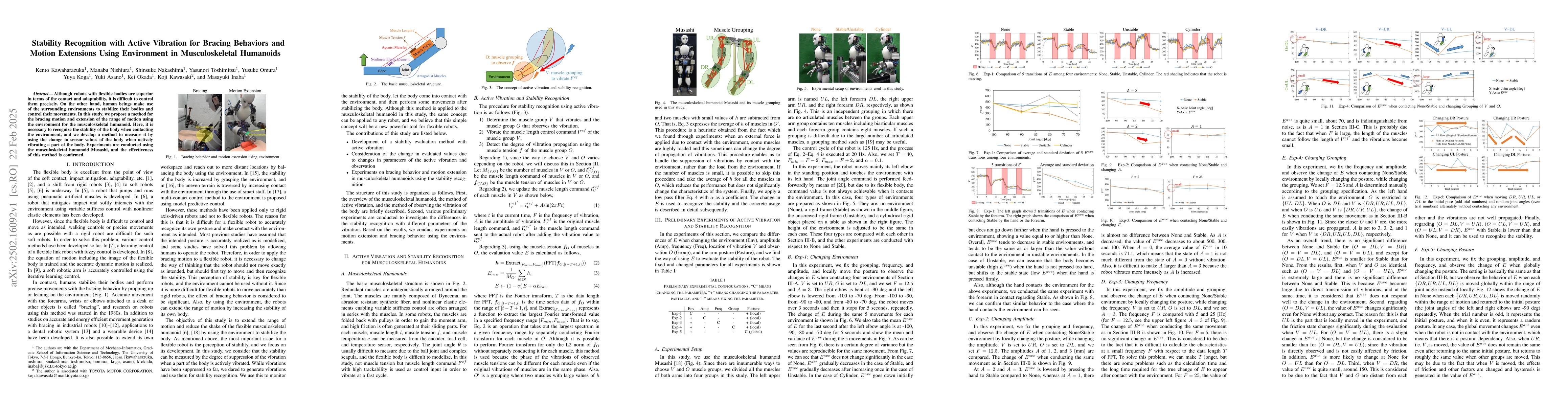 Thumbnail for Stability Recognition with Active Vibration for Bracing Behaviors and
  Motion Extensions Using Environment in Musculoskeletal Humanoids