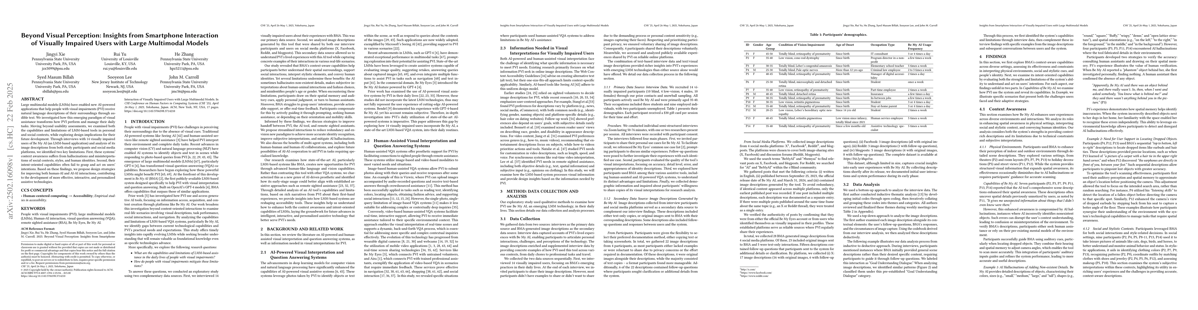 Thumbnail for Beyond Visual Perception: Insights from Smartphone Interaction of
  Visually Impaired Users with Large Multimodal Models
