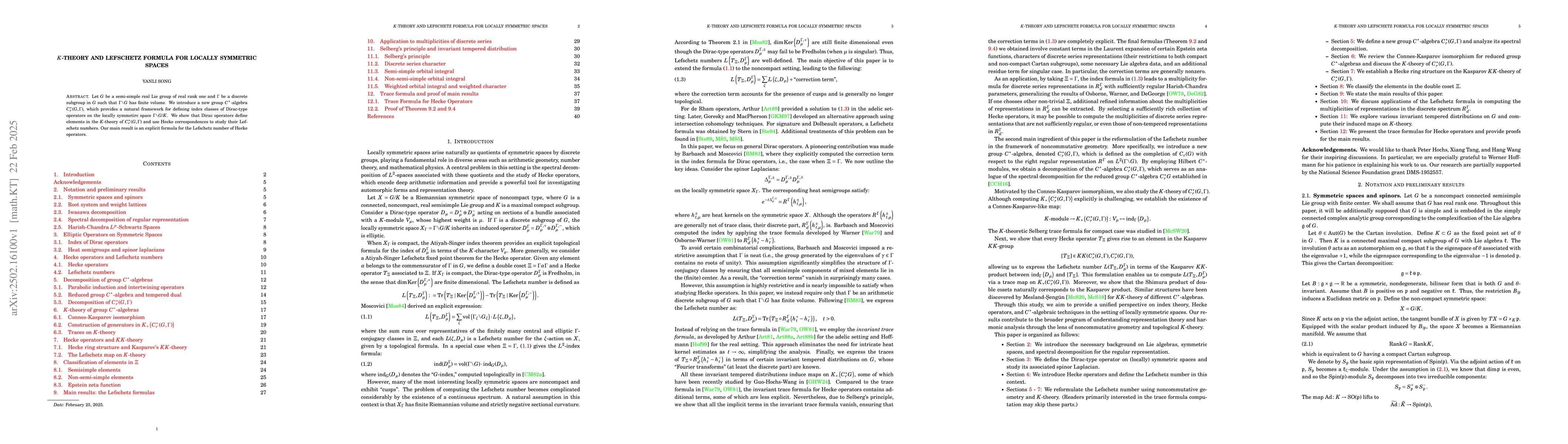 Thumbnail for K-theory and Lefschetz formula for locally symmetric spaces