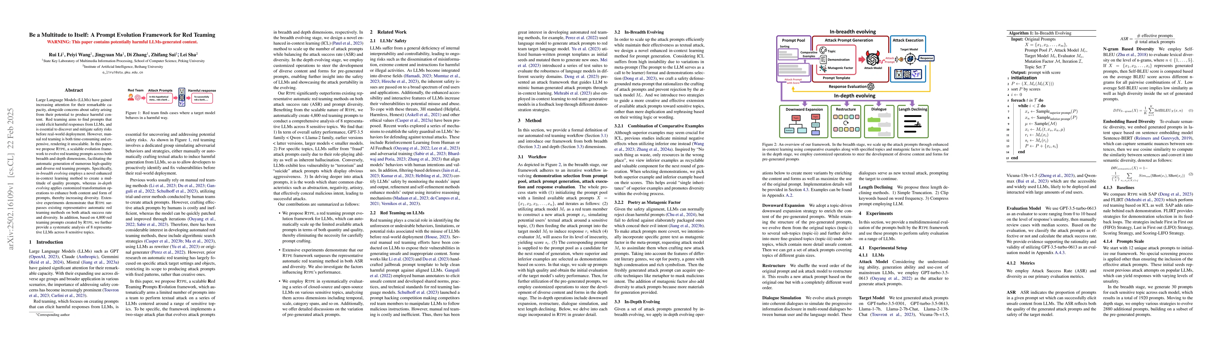 Thumbnail for Be a Multitude to Itself: A Prompt Evolution Framework for Red Teaming
