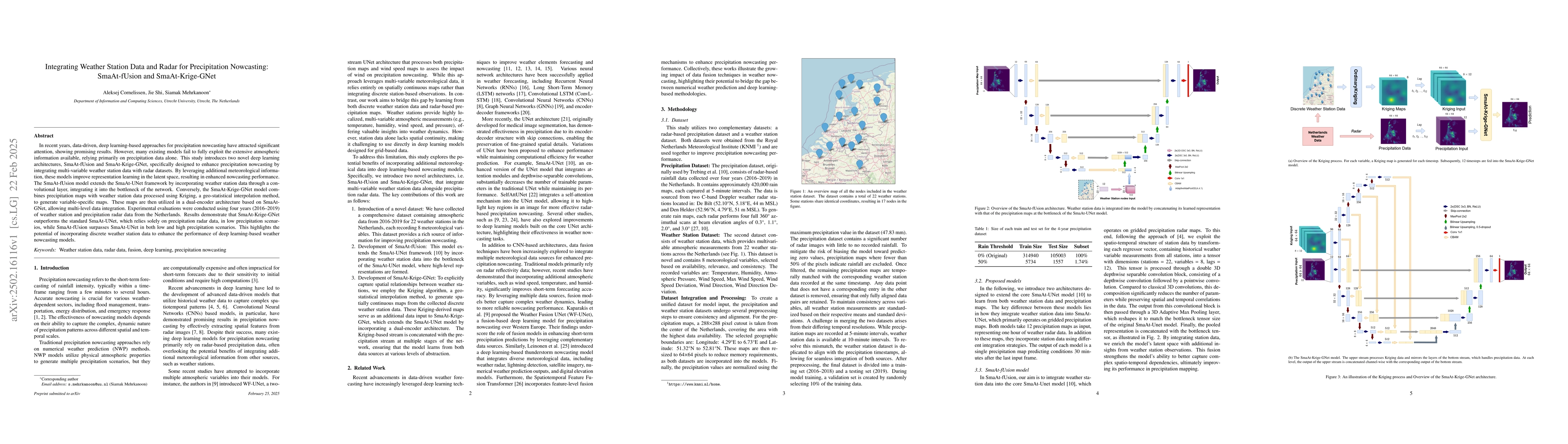 Thumbnail for Integrating Weather Station Data and Radar for Precipitation Nowcasting:
  SmaAt-fUsion and SmaAt-Krige-GNet