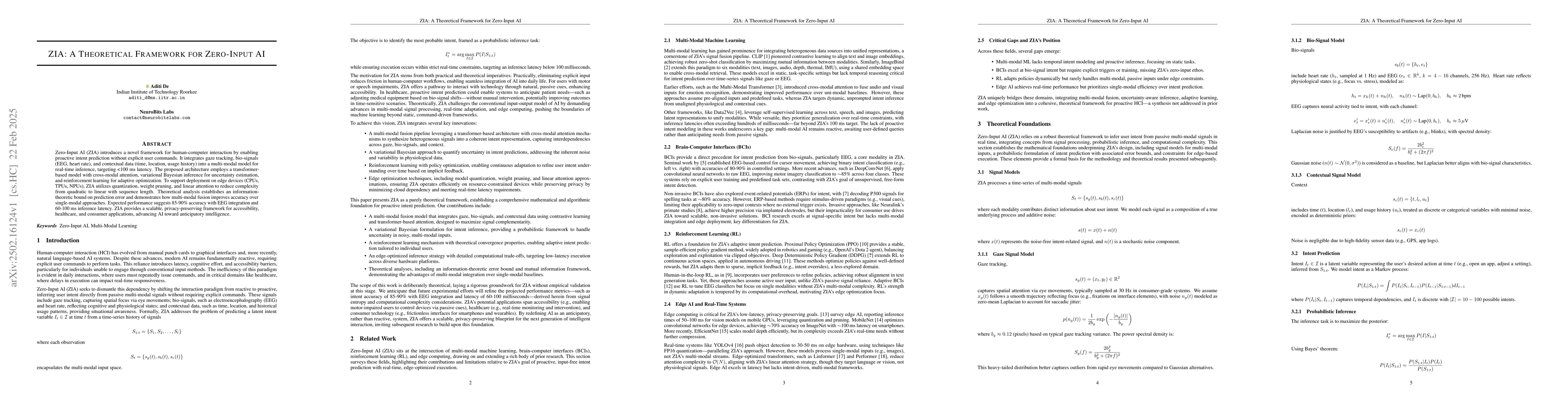 Thumbnail for ZIA: A Theoretical Framework for Zero-Input AI