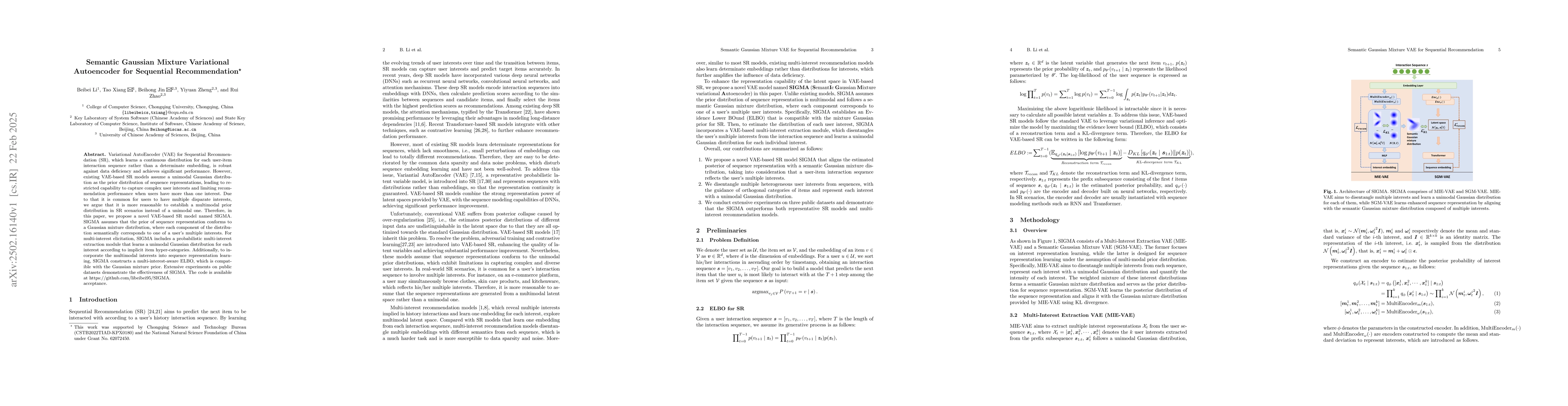 Thumbnail for Semantic Gaussian Mixture Variational Autoencoder for Sequential
  Recommendation