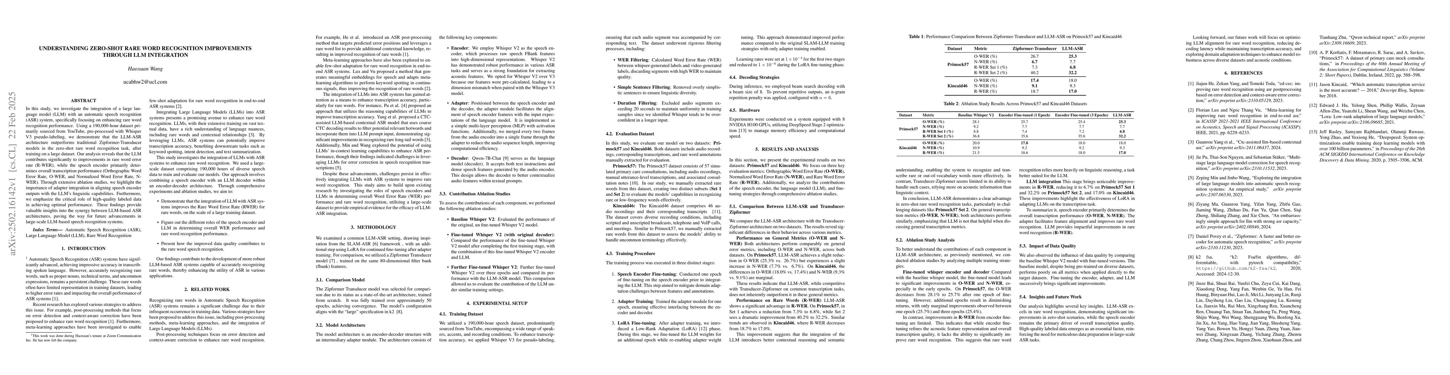 Thumbnail for Understanding Zero-shot Rare Word Recognition Improvements Through LLM
  Integration