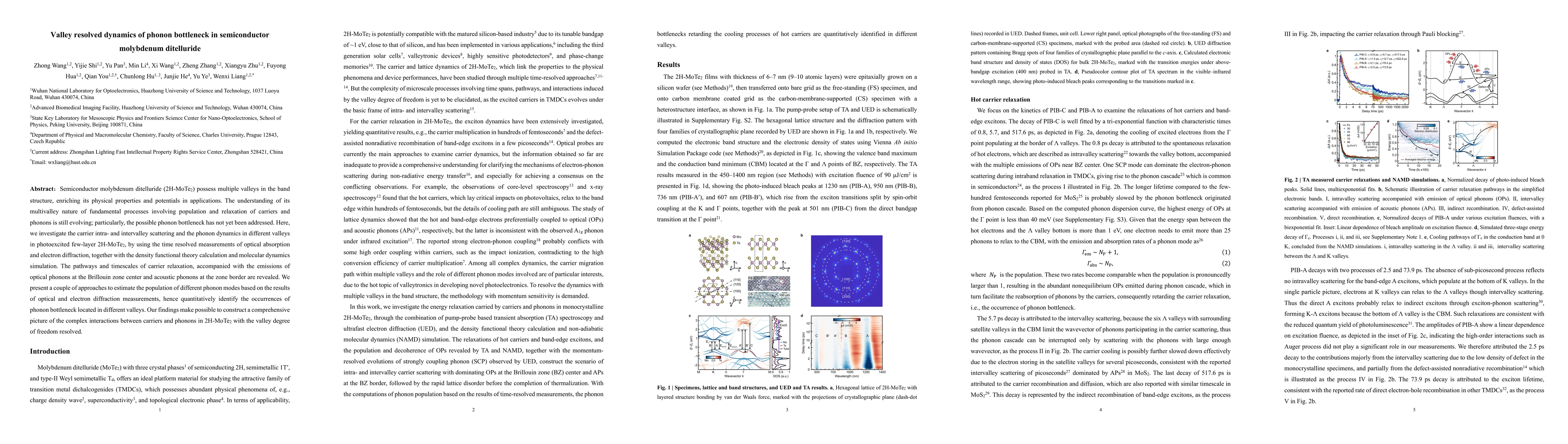 Thumbnail for Valley resolved dynamics of phonon bottleneck in semiconductor
  molybdenum ditelluride