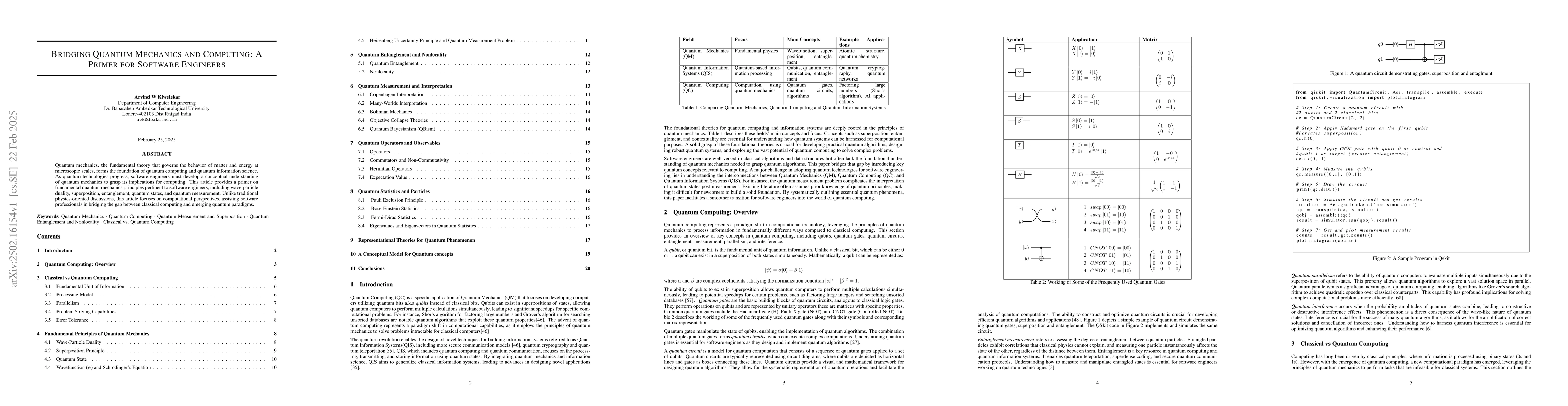 Thumbnail for Bridging Quantum Mechanics and Computing: A Primer for Software
  Engineers