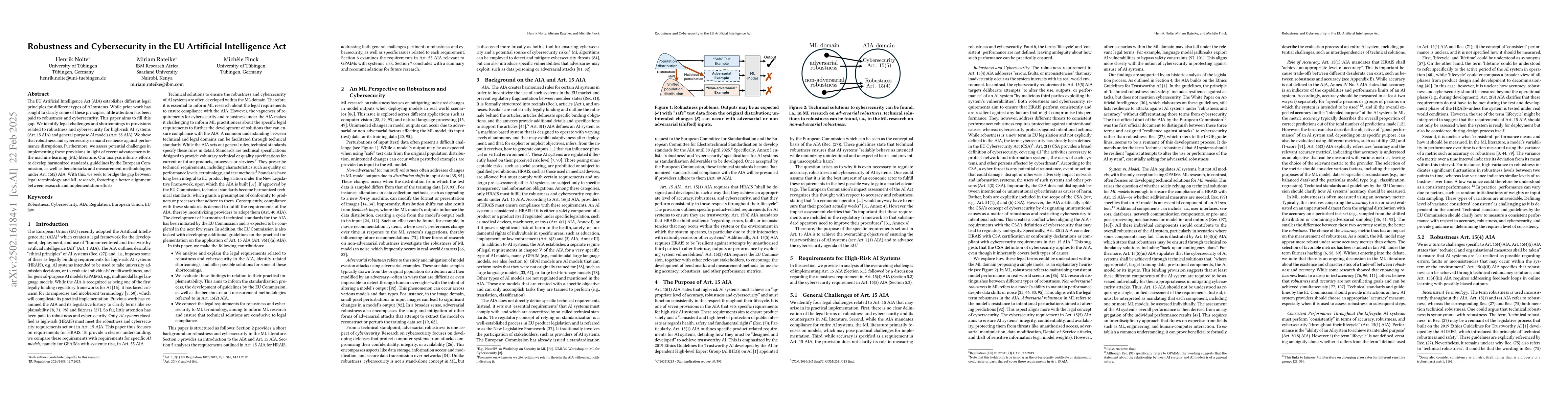 Thumbnail for Robustness and Cybersecurity in the EU Artificial Intelligence Act