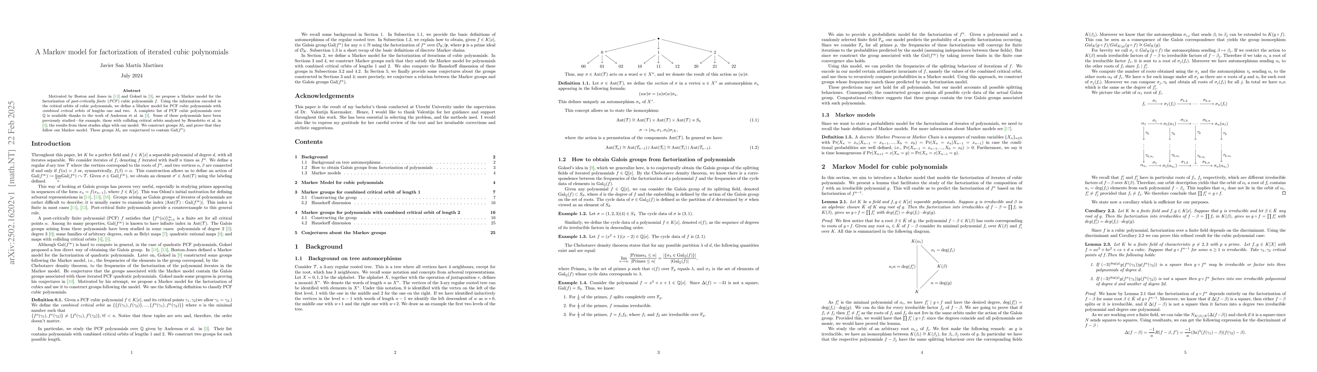 Thumbnail for A Markov model for factorization of iterated cubic polynomials