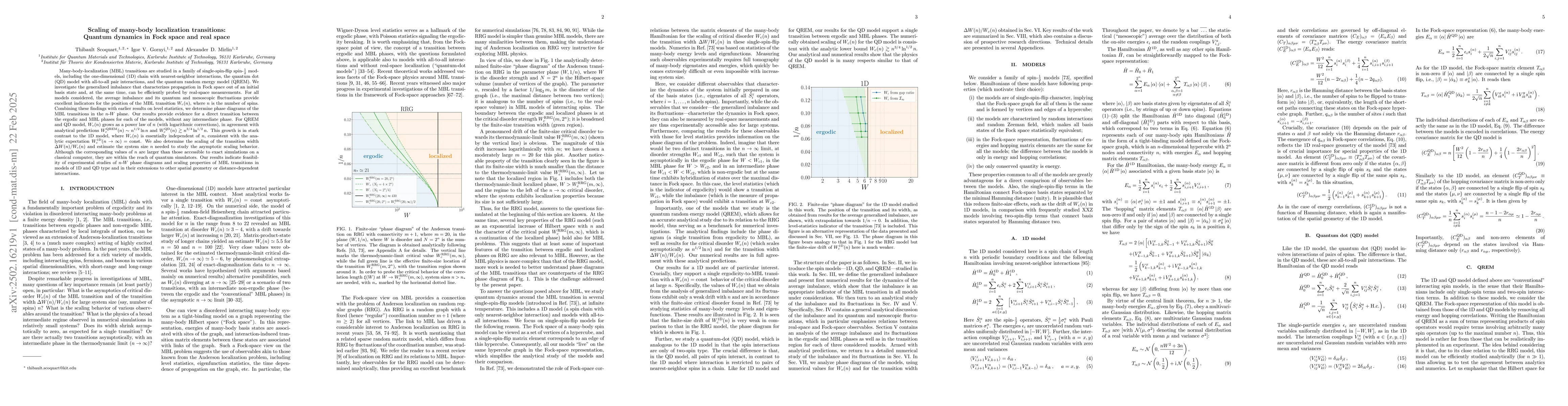 Thumbnail for Scaling of many-body localization transitions: Quantum dynamics in Fock
  space and real space