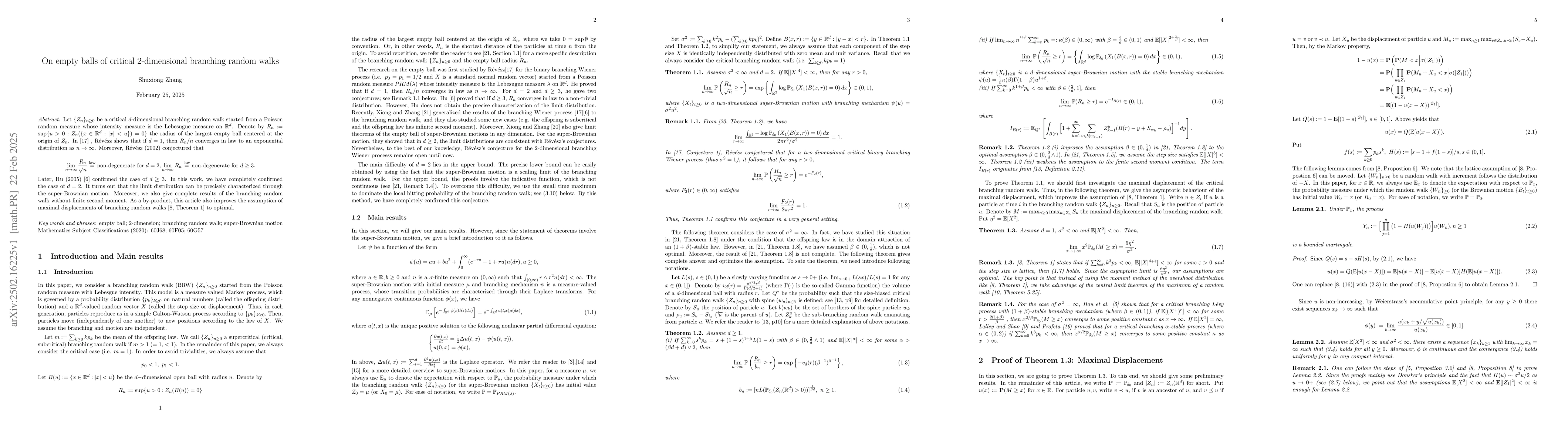 Thumbnail for On empty balls of critical 2-dimensional branching random walks