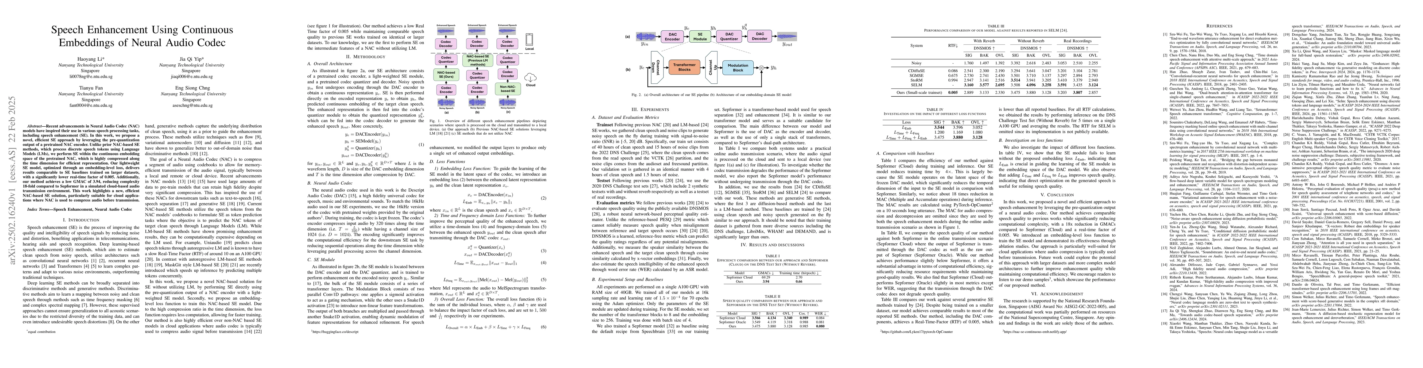 Thumbnail for Speech Enhancement Using Continuous Embeddings of Neural Audio Codec