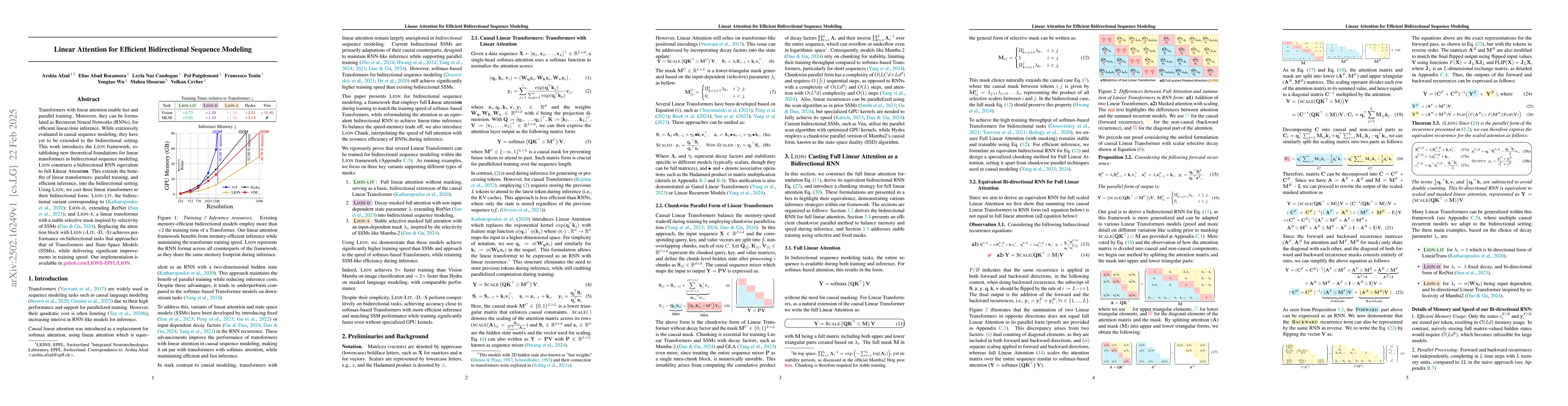 Thumbnail for Linear Attention for Efficient Bidirectional Sequence Modeling