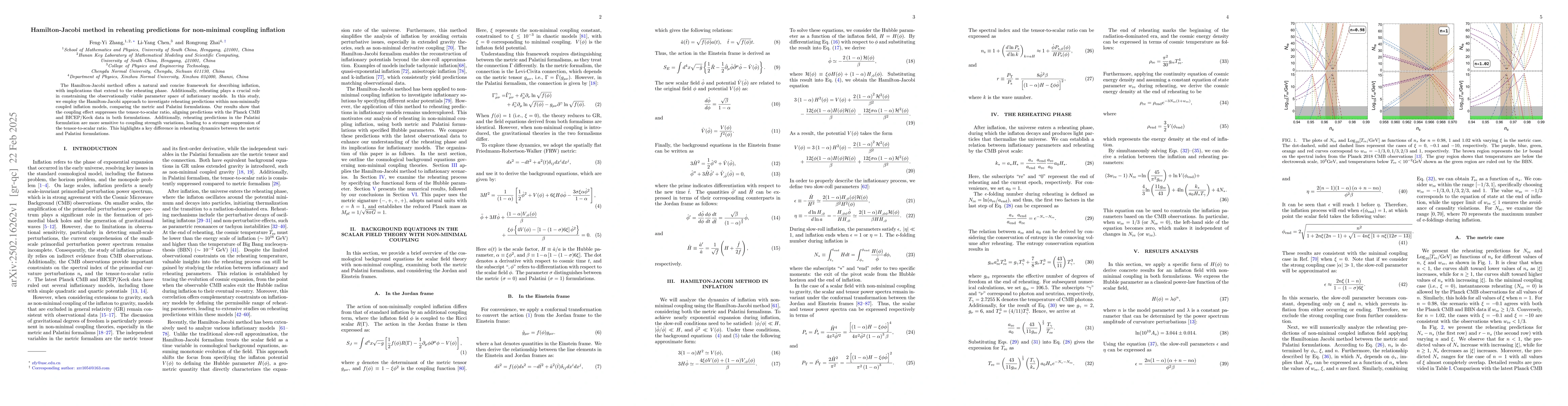 Thumbnail for Hamilton-Jacobi method in reheating predictions for non-minimal coupling
  inflation