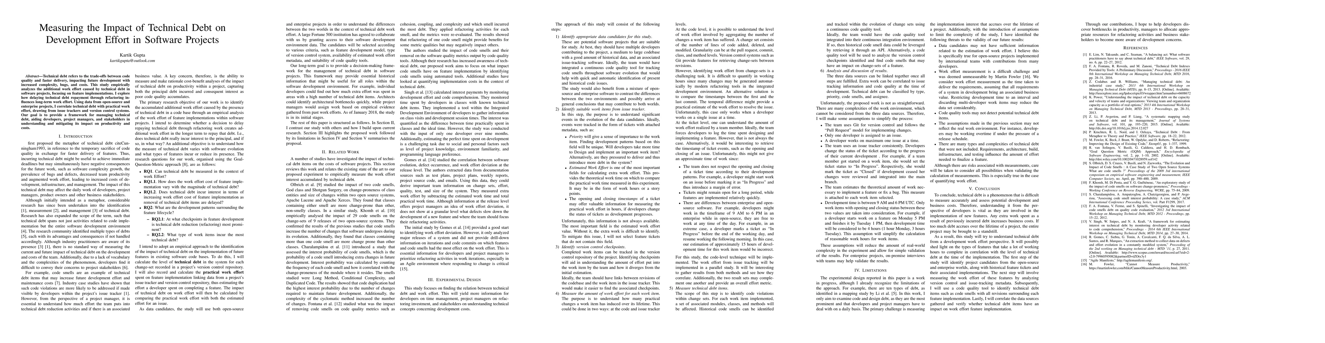 Thumbnail for Measuring the Impact of Technical Debt on Development Effort in Software
  Projects
