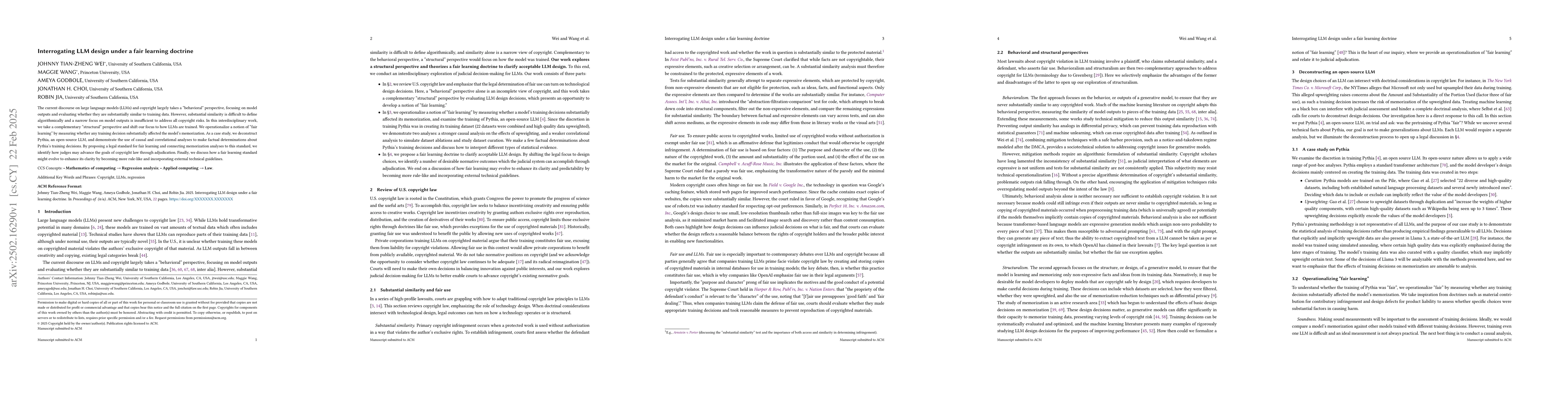 Thumbnail for Interrogating LLM design under a fair learning doctrine