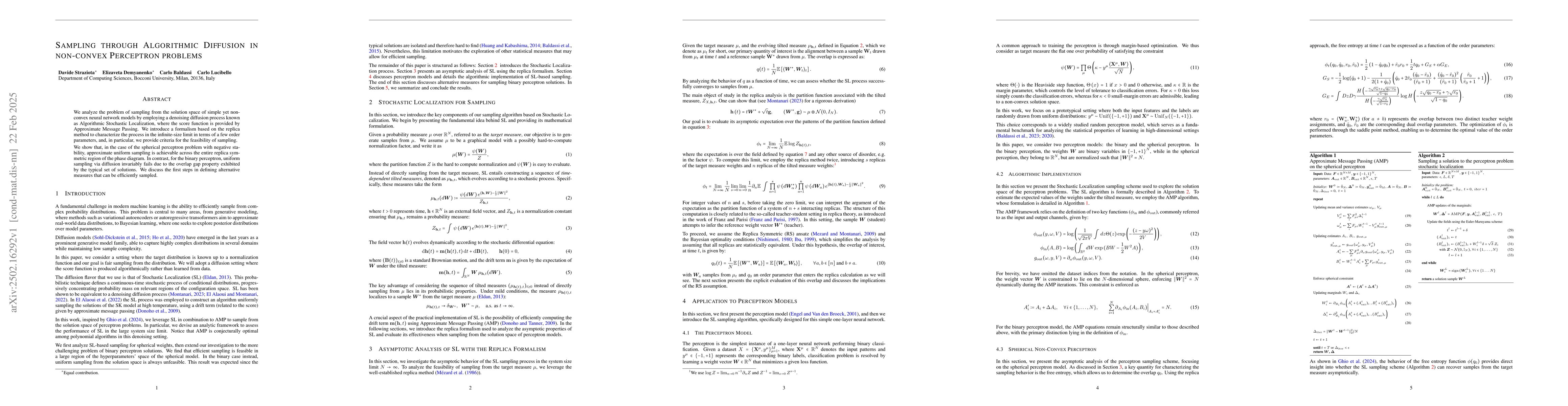 Thumbnail for Sampling through Algorithmic Diffusion in non-convex Perceptron problems