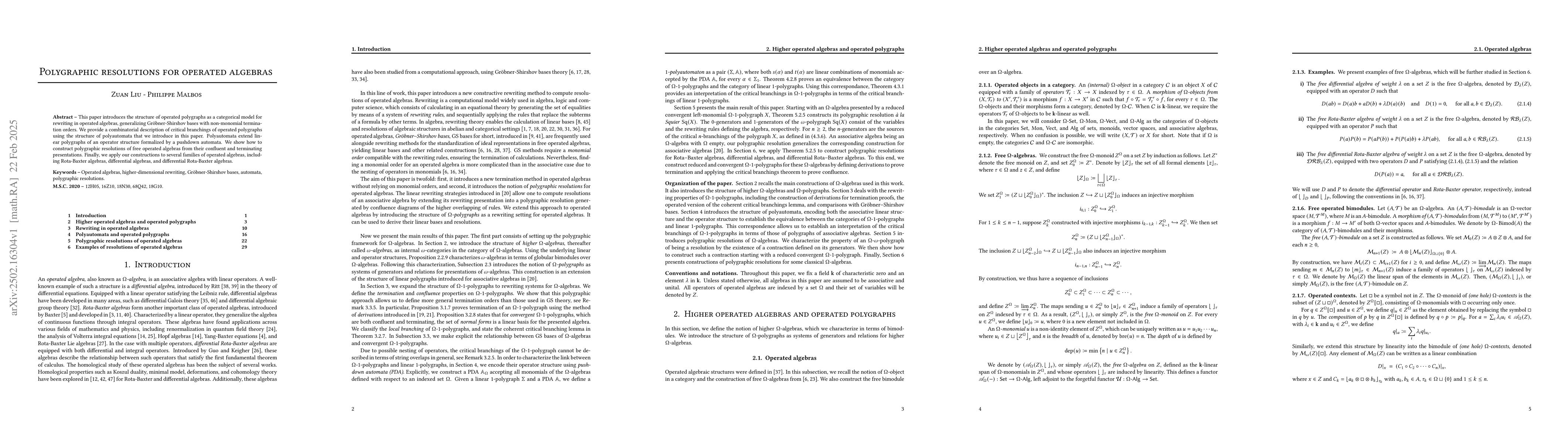 Thumbnail for Polygraphic resolutions for operated algebras