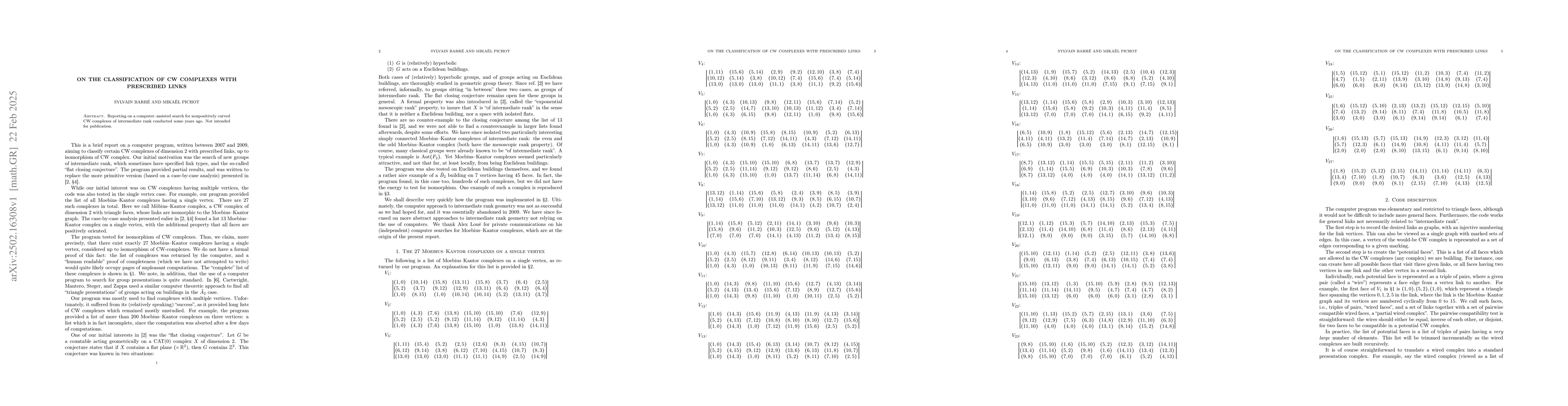 Thumbnail for On the classification of CW complexes with prescribed links