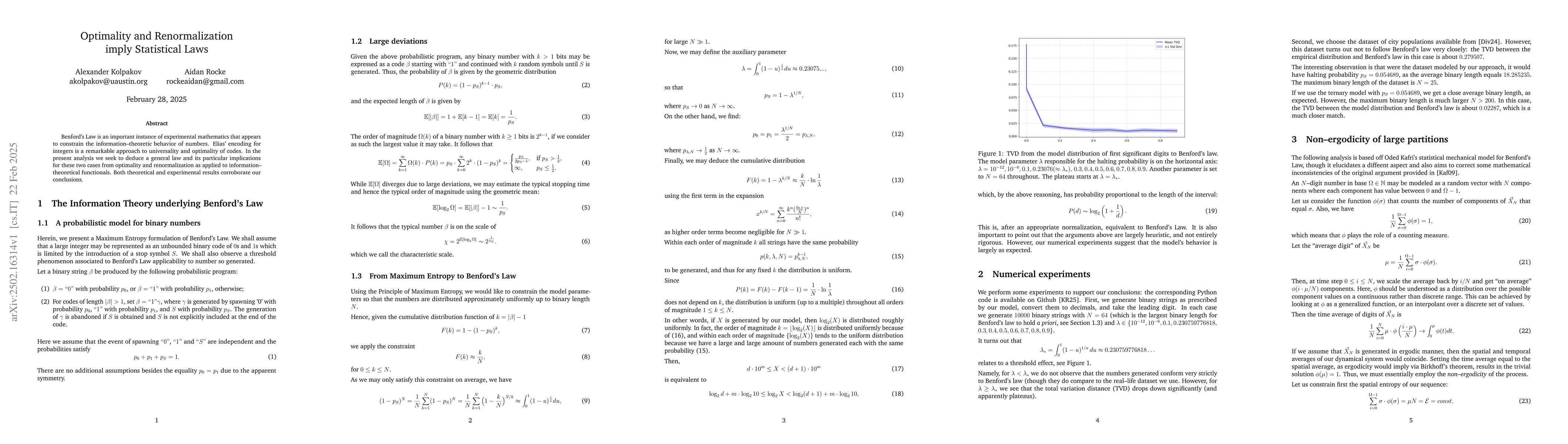 Thumbnail for Optimality and Renormalization imply Statistical Laws