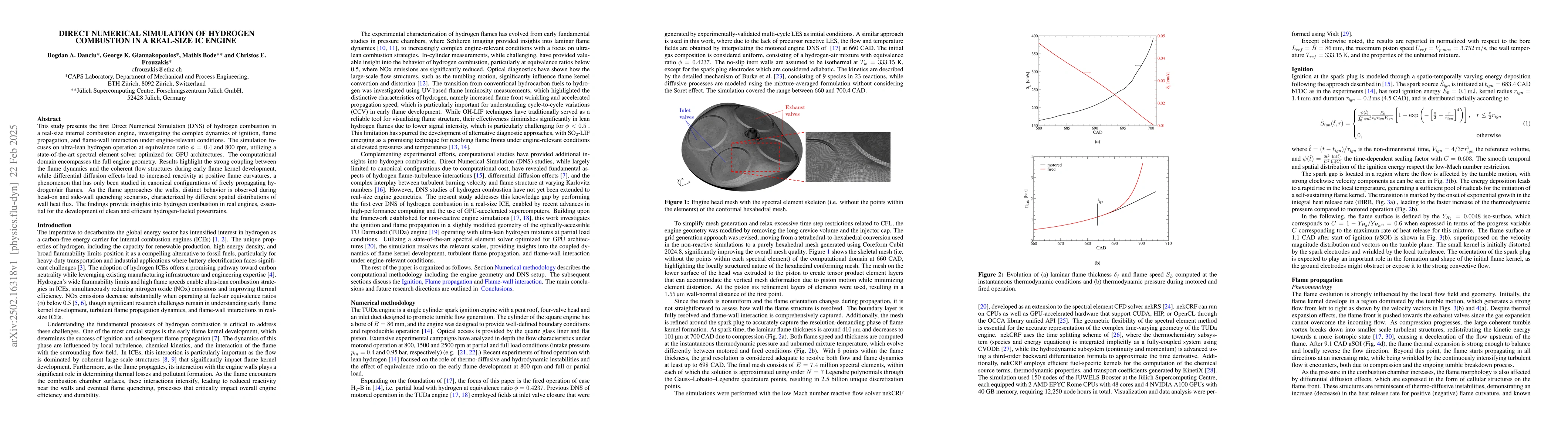 Thumbnail for Direct Numerical Simulation of Hydrogen Combustion in a Real-Size IC
  Engine