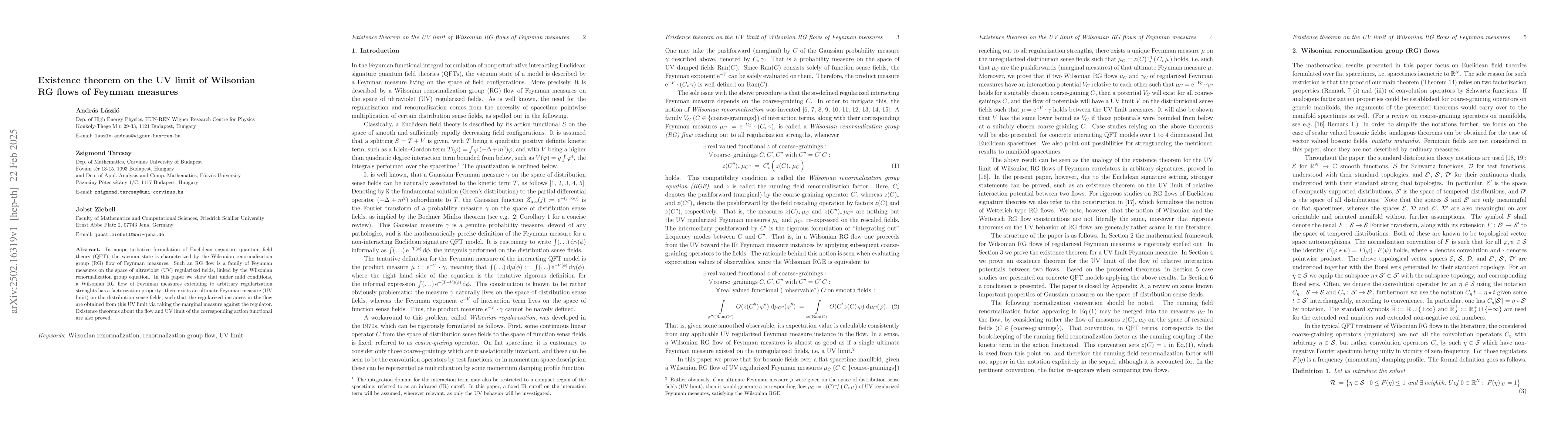 Thumbnail for Existence theorem on the UV limit of Wilsonian RG flows of Feynman
  measures