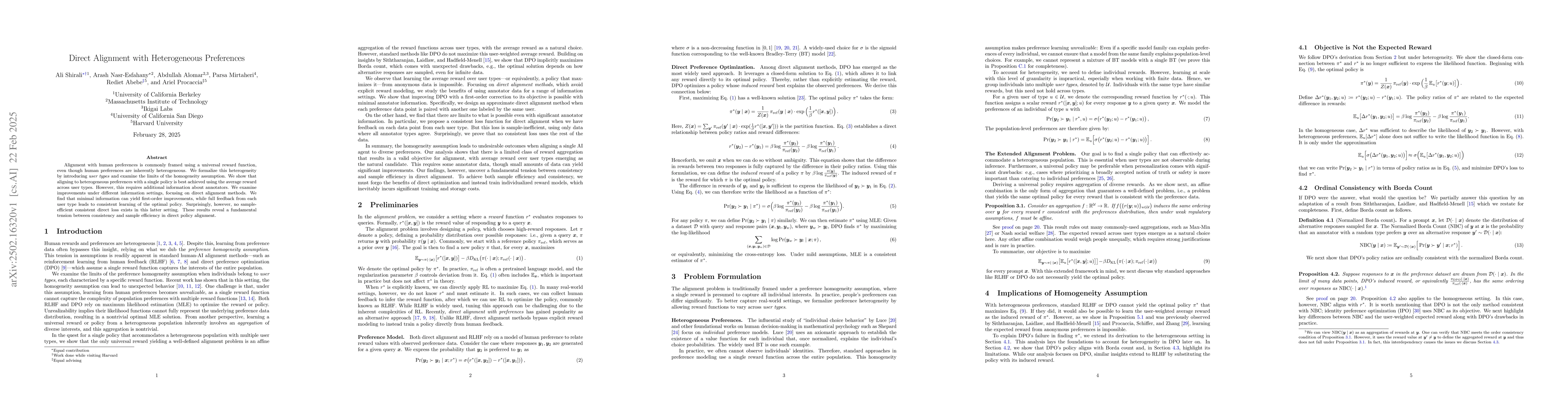 Thumbnail for Direct Alignment with Heterogeneous Preferences
