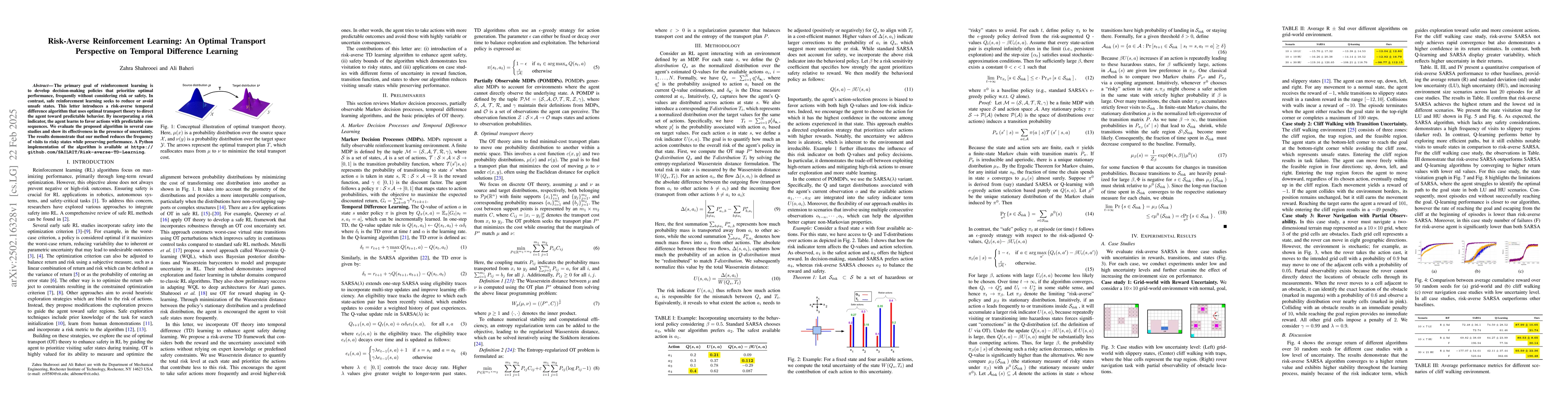 Thumbnail for Risk-Averse Reinforcement Learning: An Optimal Transport Perspective on
  Temporal Difference Learning