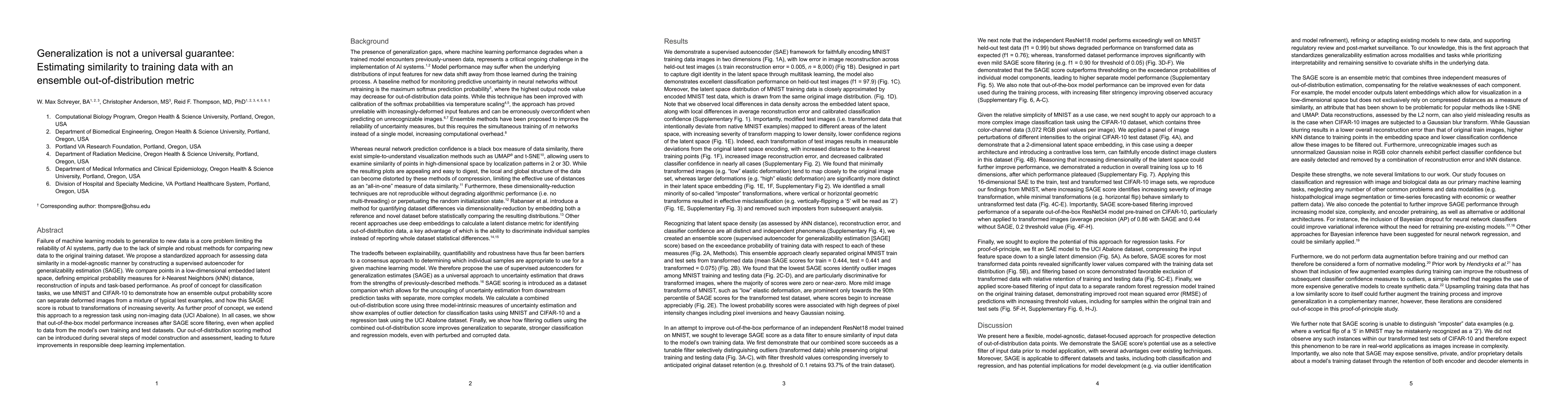 Thumbnail for Generalization is not a universal guarantee: Estimating similarity to
  training data with an ensemble out-of-distribution metric